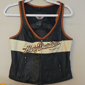 Harley-Davidson Black and Cream Leather Top